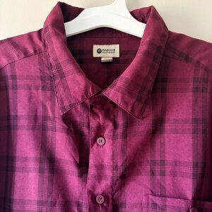 Haggard Clothing Men’s 2XLT Classic Fit Burgundy Plaid Short Sleeve Button Up